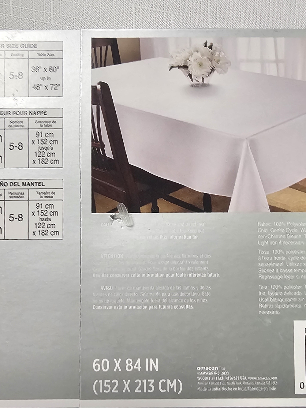 White Rectangular Tablecloth - Picture 2 of 4